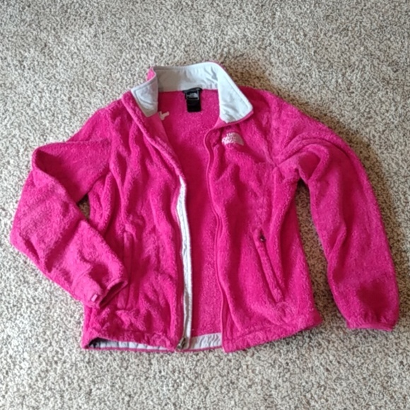 North Face pink fuzzy fleece zip up - Picture 1 of 4